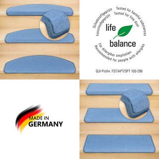 Stufenmatten DAS TEPPICHWERK Uni Einzeln und Sparsets Taubenblau