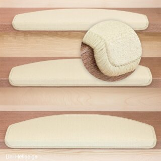 Stufenmatten DAS TEPPICHWERK Uni Halbrund Sparset Hellbeige 24 Stück