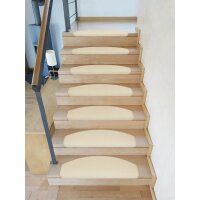 Stufenmatten DAS TEPPICHWERK Uni Halbrund Sparset Hellbeige 30 Stück
