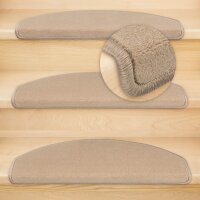 Stufenmatten DAS TEPPICHWERK Uni Halbrund Sparset Hellbraun 22 Stück