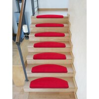 Stufenmatten DAS TEPPICHWERK Uni Halbrund Sparset Rot 22 Stück