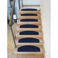 Stufenmatte DAS TEPPICHWERK Uni Halbrund Dunkelblau 1 Stück