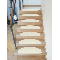 Stufenmatte DAS TEPPICHWERK Uni Halbrund Baumwollweiß 1 Stück