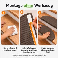 Stufenmatten Ariston Halbrund 65x24cm Trittfläche Kaffeebraun 15 Stück