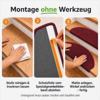 Stufenmatten Ariston Halbrund 65x24cm Trittfläche Weinrot 12 Stück