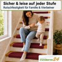 Stufenmatten Ariston Halbrund 65x24cm Trittfläche Weinrot 28 Stück