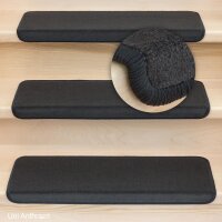 Stufenmatten DAS TEPPICHWERK Uni Velours Halbrund und Rechteckig Anthrazit