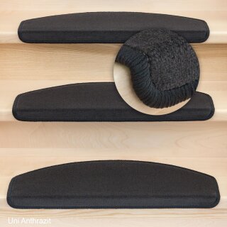 Stufenmatten DAS TEPPICHWERK Uni Velours Anthrazit | 10 Stück Halbrund