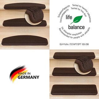 Stufenmatten DAS TEPPICHWERK Uni Einzeln und Sparsets Halbrund & Rechteckig Kaffeebraun