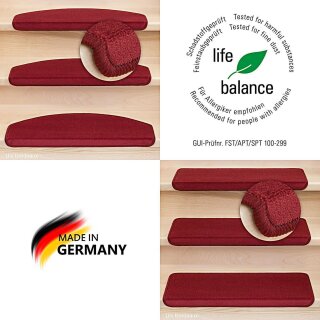 Stufenmatten DAS TEPPICHWERK Uni Einzeln und Sparsets Halbrund & Rechteckig Bordeaux