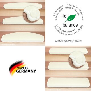 Stufenmatten DAS TEPPICHWERK Uni Einzeln und Sparsets Halbrund & Rechteckig Baumwollweiß