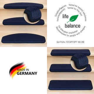 Stufenmatten DAS TEPPICHWERK Uni Einzeln und Sparsets Halbrund & Rechteckig Dunkelblau
