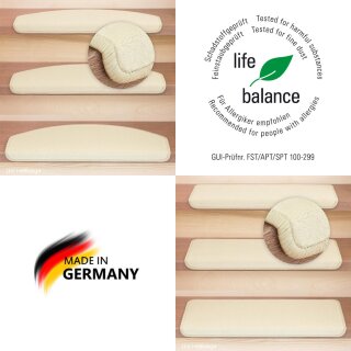 Stufenmatten DAS TEPPICHWERK Uni Einzeln und Sparsets Halbrund & Rechteckig Hellbeige
