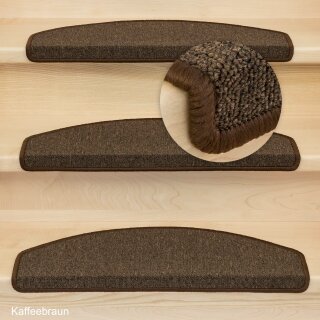 Stufenmatten Ariston kombinierbar mit Teppich Läufer Kaffeebraun Halbrund 15er Set