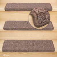 Stufenmatten Ariston Hellbraun Rechteckig 15er Set + Teppichläufer 66 x175cm (BxL)