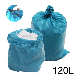 120 Liter reißfeste Müllsäcke I 25 Stück je Rolle I ca. 700x1100mm I 80 µ I LDPE I 2 Rollen